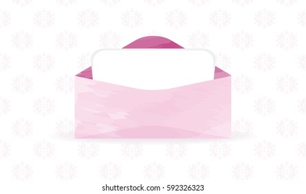 Open Envelope and Card in Pink and Purple Watermark 