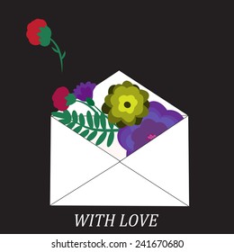 Open envelope with colorful flowers