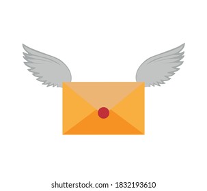 Open the envelope containing a document. fast communication. Flat illustration isolated on white background.
