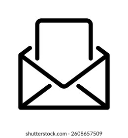 Open envelope containing a document representing incoming mail or message