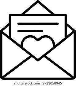 Sobre abierto que contiene una letra con un símbolo de corazón.