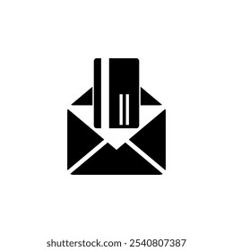 Open Envelope with Credit Card Solid Flat Vector Icon Isolated on White Background.