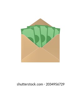 Open envelope with currency illustration