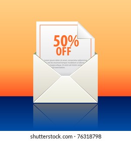 Open envelope with Discount card