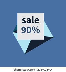 Sobre abierto. Carta de descuento con oferta de 90 por ciento de descuento. Boletín por correo electrónico. Concepto de negocios y comunicación. Plantilla de diseño de correo electrónico. Publicidad de correo para marketing por correo electrónico, notificaciones.