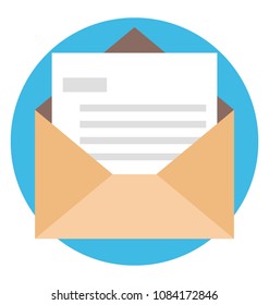 
An open envelope with document, concept of letter flat icon
