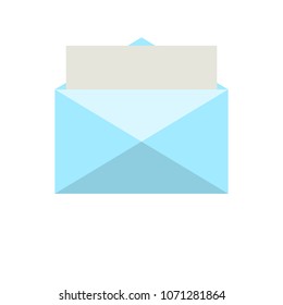 Open envelope with a document. New letter.