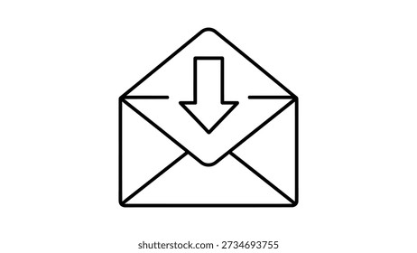 Abra el sobre con la comunicación de la letra del correo de la flecha hacia abajo