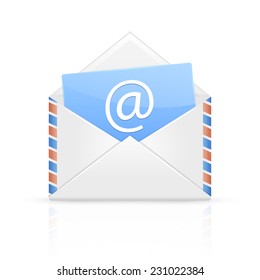 Open envelope with email isolated on white background, illustration.