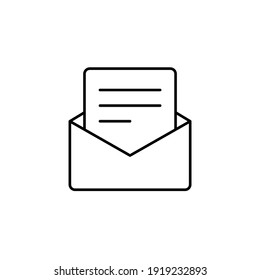 Open envelope, email line icon. Testimonials and customer relationship management concept. Simple outline style. Vector illustration isolated on white background. EPS 10.