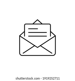 Open envelope, email line icon. Testimonials and customer relationship management concept. Simple outline style. Vector illustration isolated on white background. EPS 10.