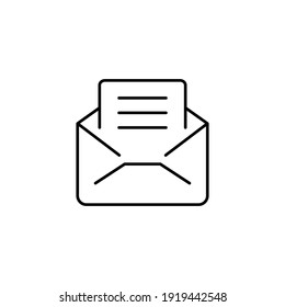 Open envelope, email line icon. Testimonials and customer relationship management concept. Simple outline style. Vector illustration isolated on white background. EPS 10.