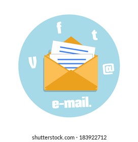 Open envelope with e-mail sign icon