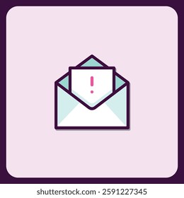 Open Envelope with Exclamation Mark Icon Notification Alert