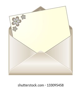 Open envelope with floral stationery
