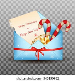 Open envelope with greetings isolated. . vector