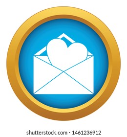 Open envelope with heart icon blue vector isolated on white background for any design