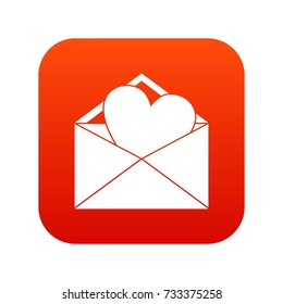 Open envelope with heart icon digital red for any design isolated on white vector illustration