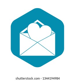 Open envelope with heart icon in simple style isolated vector illustration