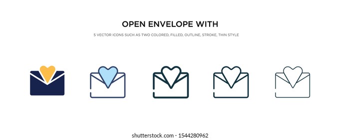 open envelope with heart letter icon in different style vector illustration. two colored and black open envelope with heart letter vector icons designed in filled, outline, line and stroke style can