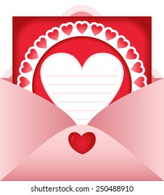 Open envelope with heart postcard