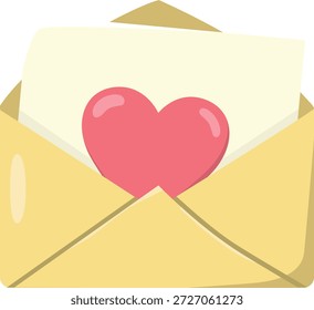 Sobre abierto con símbolo de corazón que representa confesión de amor, mensajes románticos y saludos de San Valentín