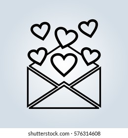 Open envelope with hearts