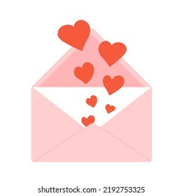 Open envelope with hearts. Lovely message, romantic declaration vector illustration