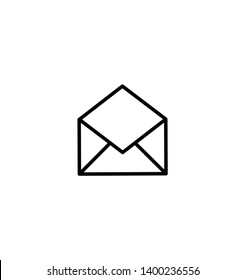 Open Envelope Icon - Black