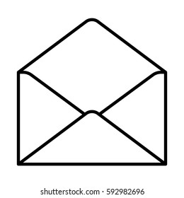 Open Envelope Icon Black Contour On A White Background Of Vector Illustration