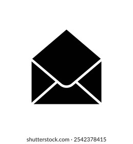 Abrir ícone de envelope Vetor de contorno preto e branco