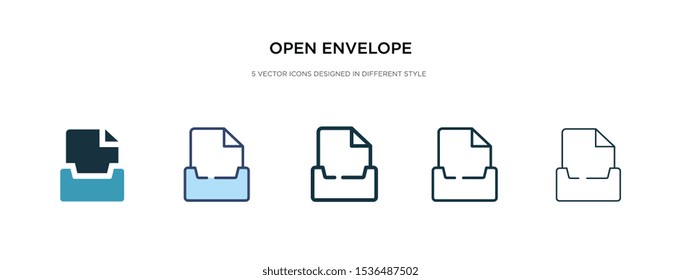 open envelope icon in different style vector illustration. two colored and black open envelope vector icons designed in filled, outline, line and stroke style can be used for web, mobile, ui