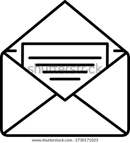 Open envelope icon for digital communication and business email correspondence