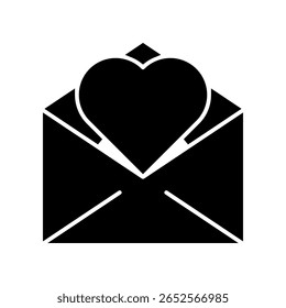 Open Envelope Icon Featuring Heart Shape for Love and Communication Themes
