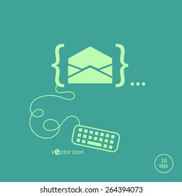 Open envelope icon and flat design elements. Design concept icons for application development, web page coding and programming, web design, creative process. 