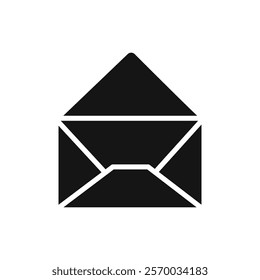 Open envelope icon Flat simple outline set