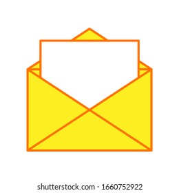 Open envelope icon isolated on white background. Flat outline style. Vector illustration.
