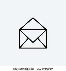 Offenes Umschlagsymbol einzeln auf weißem Hintergrund.
