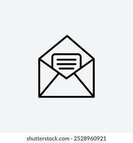 Open envelope icon isolated on the white background.