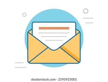 open envelope icon with letter, document, and message vector illustration