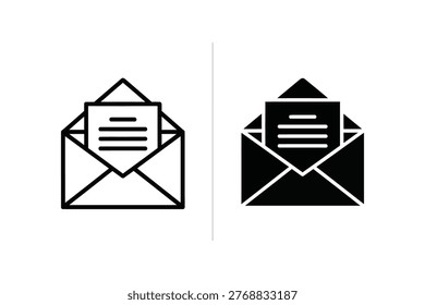 Open Envelope Icon with Letter - Email and Communication Symbol