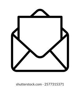 Open envelope icon with letter inside. Email icon. Email icon silhouette. Editable stroke