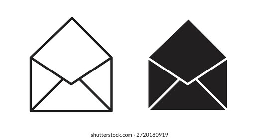 Icono de sobre abierto en diseño de línea. Sencillo Vector de iconos