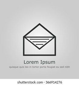 Open envelope icon on grey background with text and slogan