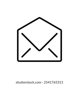 Open envelope icon Outline set in black and white color