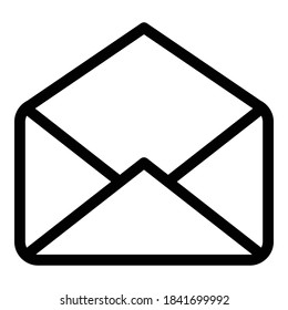 Open envelope icon. Outline open envelope vector icon for web design isolated on white background