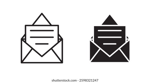 Open envelope icon outlined icon vector collection.