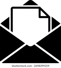 Ícone de envelope aberto com folha de papel revelando mensagem comunicação vetor de documento de negócios