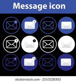 Open envelope icon set. open email letter web vector symbol. open mail sign in black filled and outlined style.