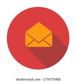Icono de sobre abierto con sombra. Carta. Diseño moderno y plano. Vector. Para más información.